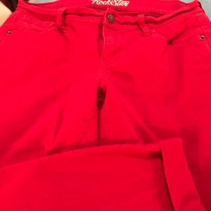 Red skinny jeans